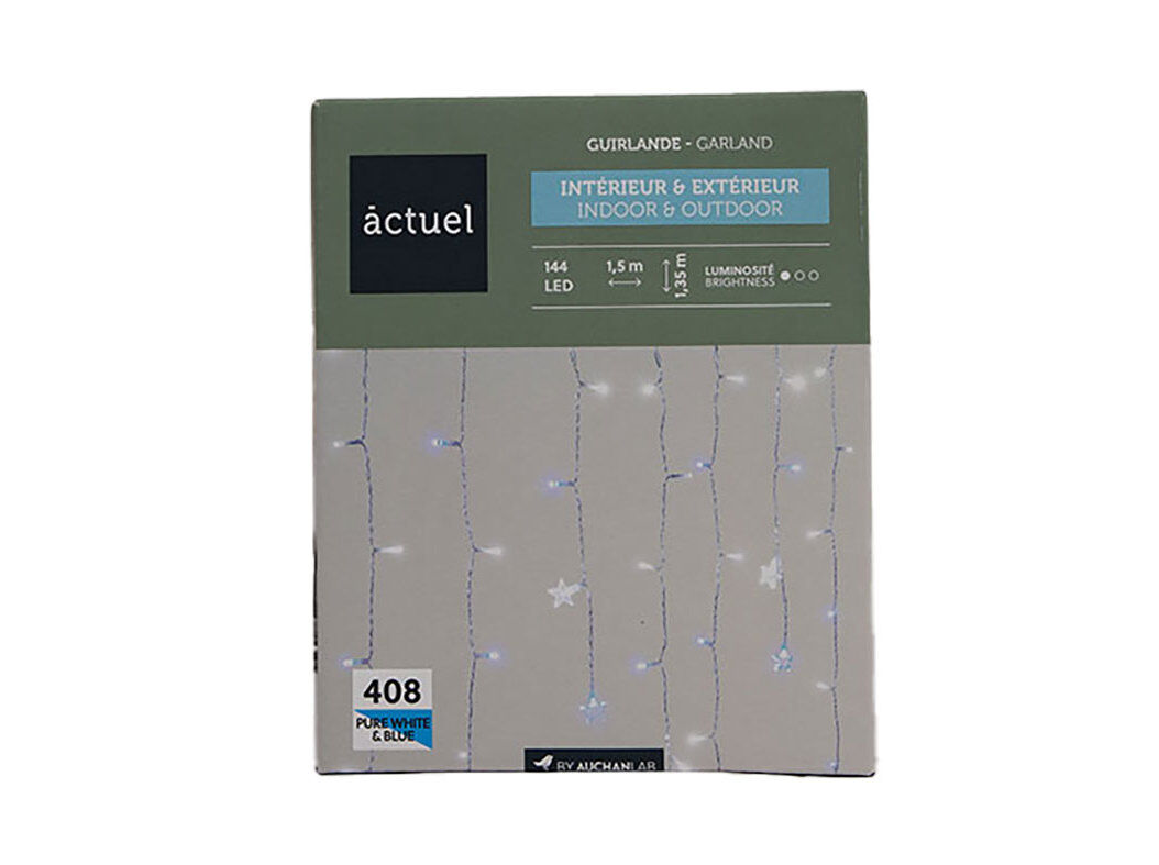 CORTINA LUZES EXT FLASH ACTUEL 144LED CT LUZ BR/AZ