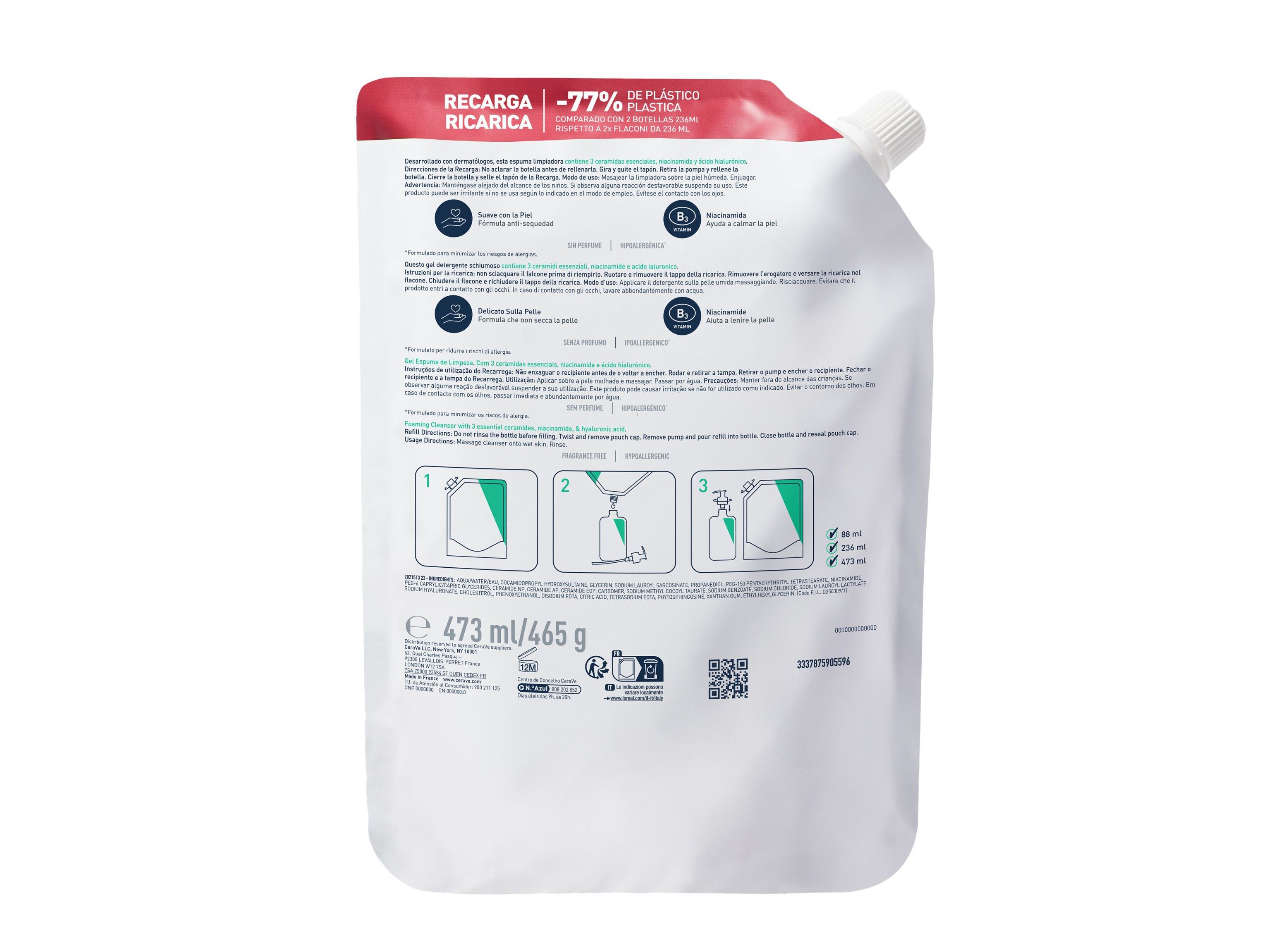 REFILL CERAVE GEL LIMPEZA 473ML image number 1