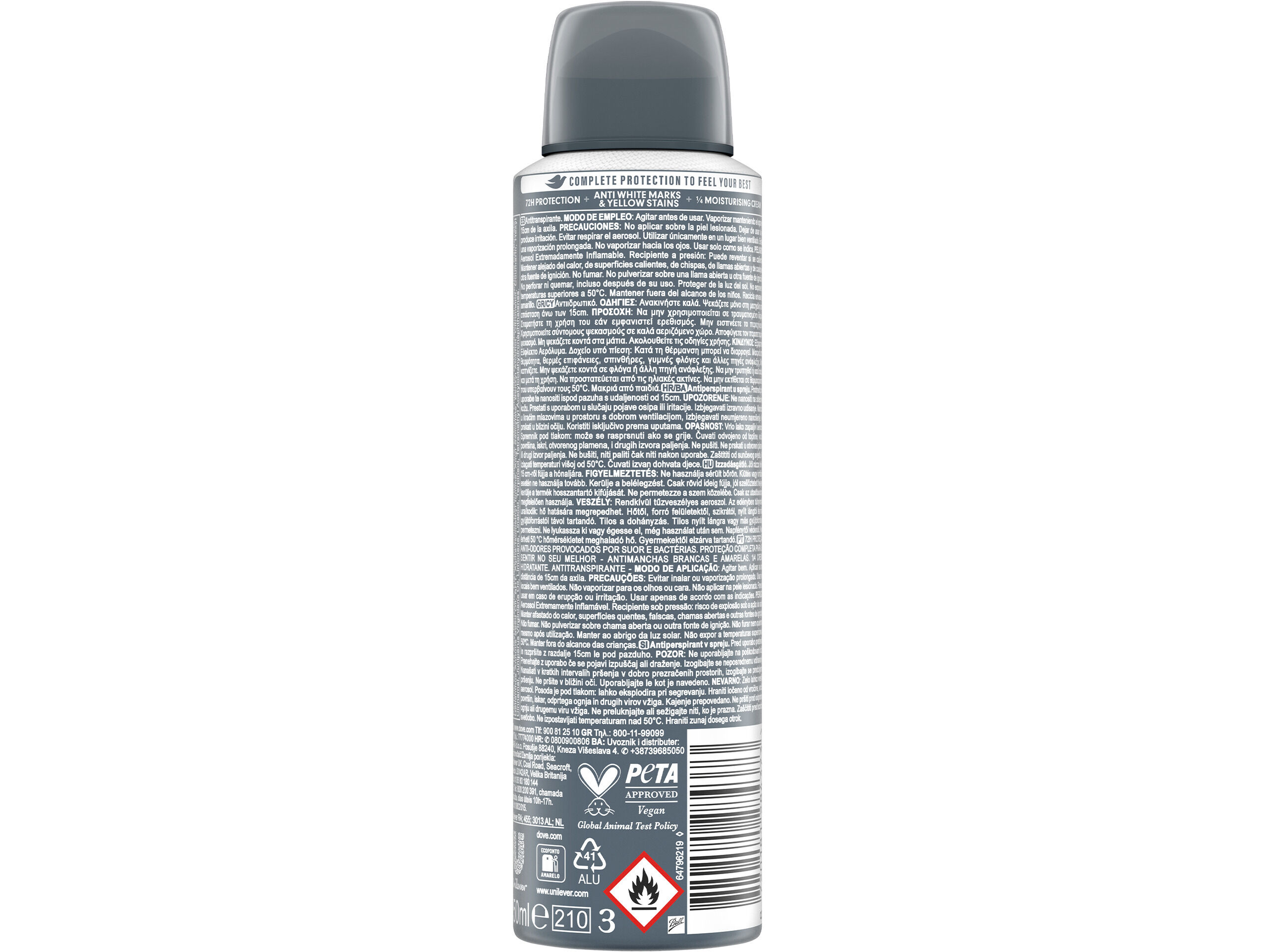 DESODORIZANTE SPRAY DOVE MEN INVISIBLE DRY 72H 150ML image number 1