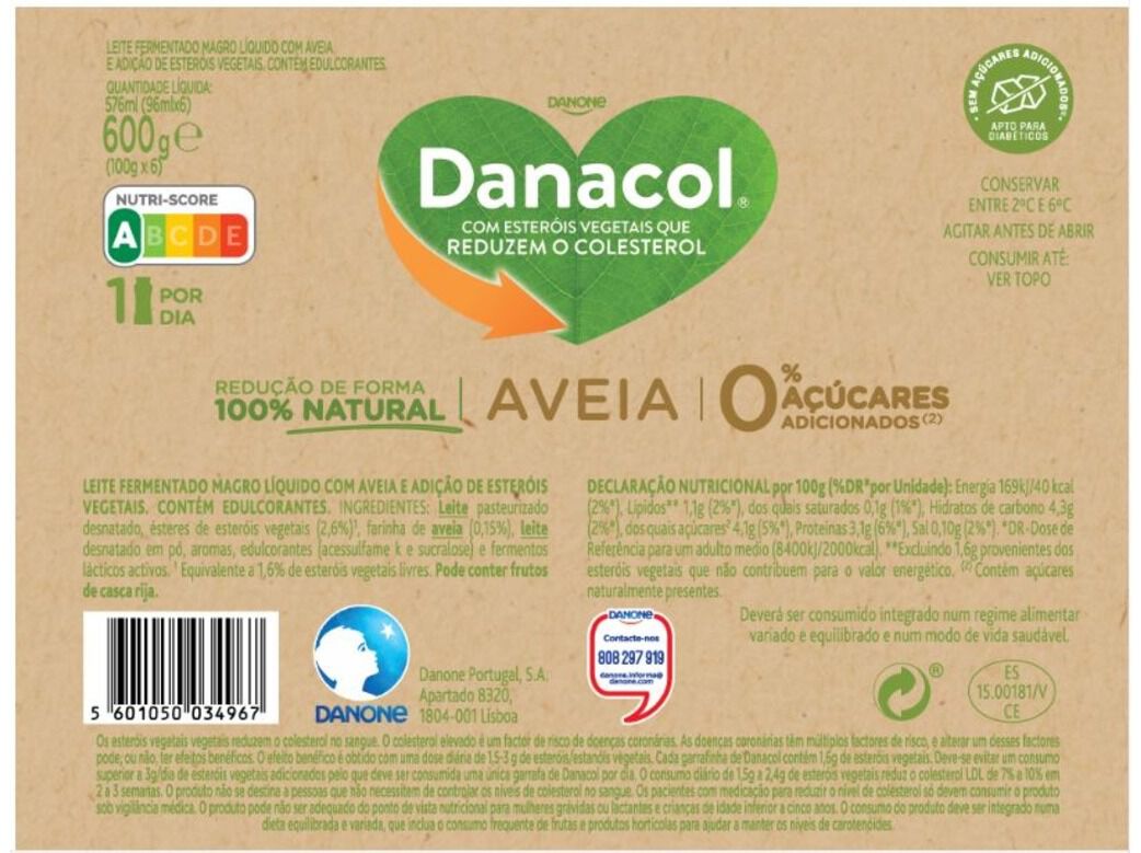 DANACOL DANONE L&Iacute;QUIDO AVEIA 6X100G image number 1