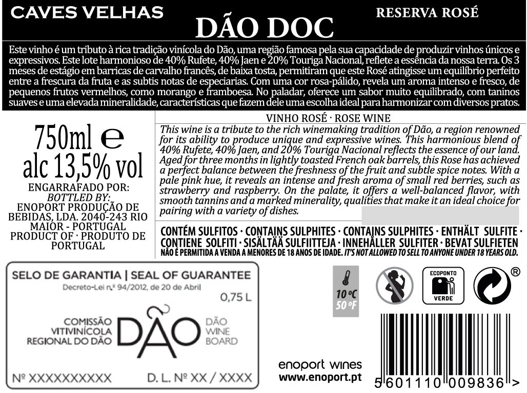VINHO ROS&Eacute; CAVES VELHAS D&Atilde;O RESERVA 0.75L image number 2