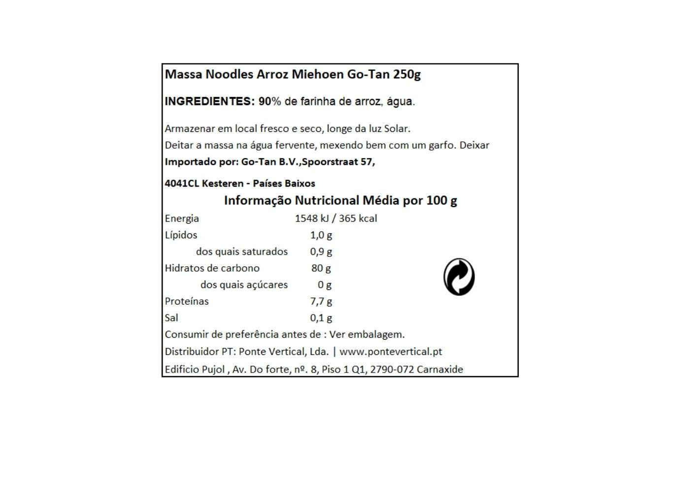 MASSA GO TAN ARROZ MIEHOEN 250G image number 1
