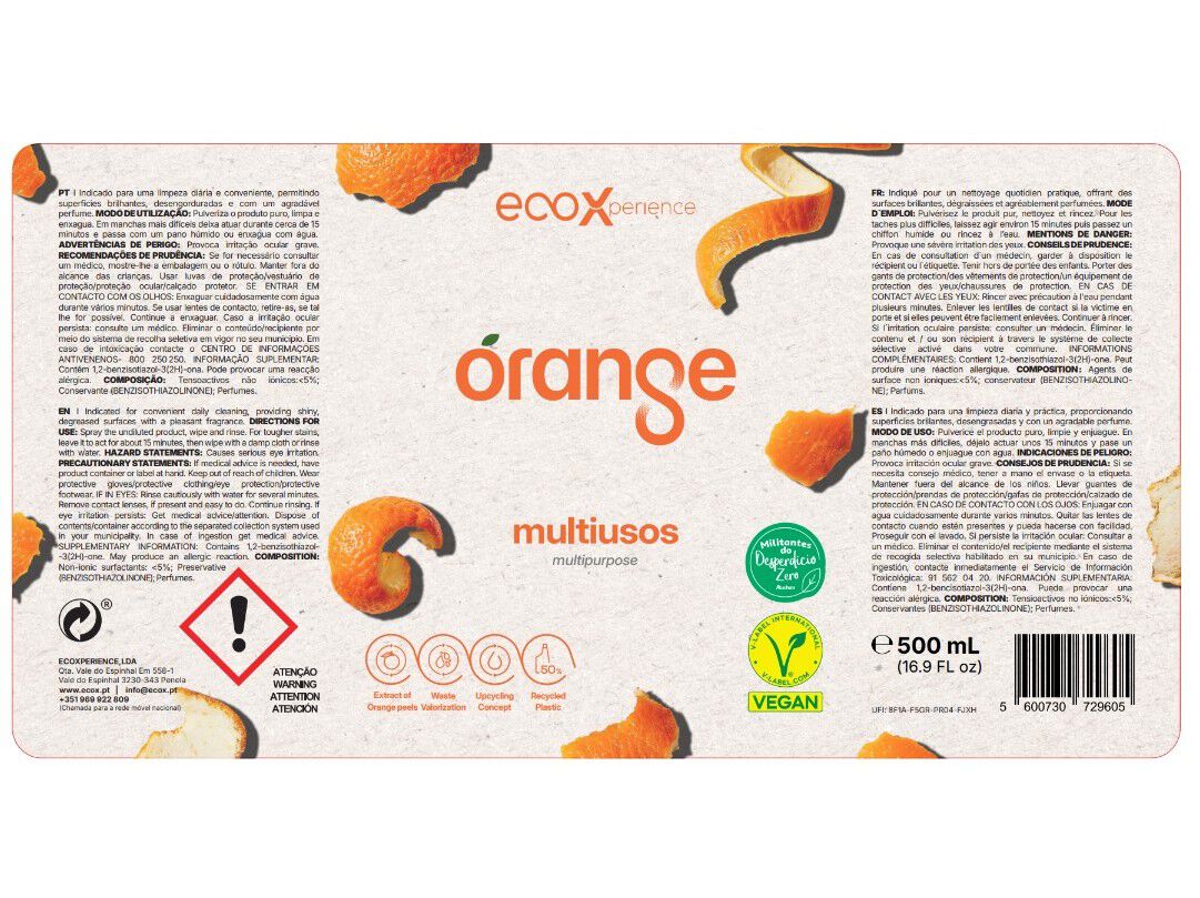 LIMPEZA MULTISUPERF&Iacute;CIES ECOX ORANGE SPRAY 500ML image number 1