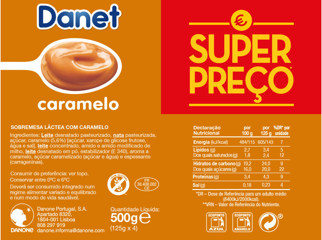 SOBREMESA DANETTE L&Aacute;CTEA CARAMELO 4X125G image number 1