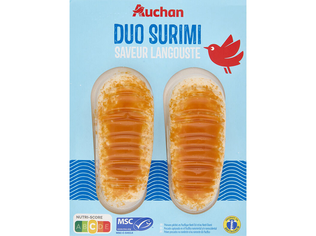 SURIMI COM SABOR A LAGOSTA DUO AUCHAN 150 G image number 0
