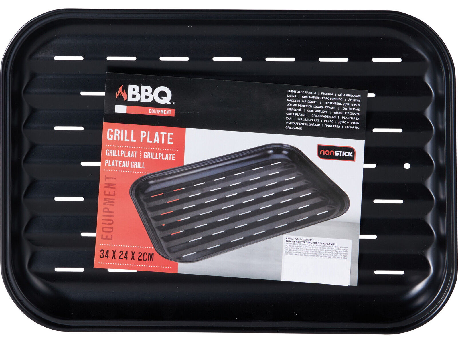 PLACA PARA CHURRASQUEIRA BBQ PRETO 34.5X24X2.5CM