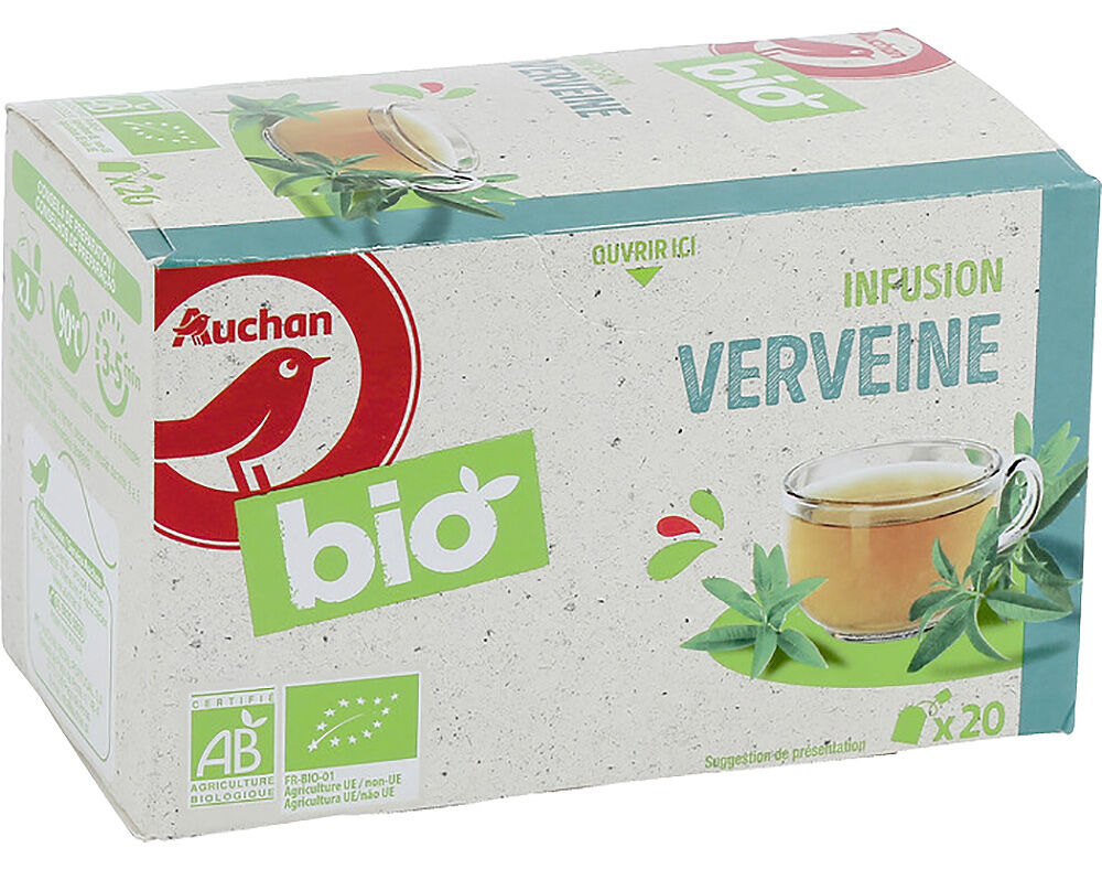 INFUS&Atilde;O AUCHAN BIO VERBENA 20 SAQUETAS image number 0