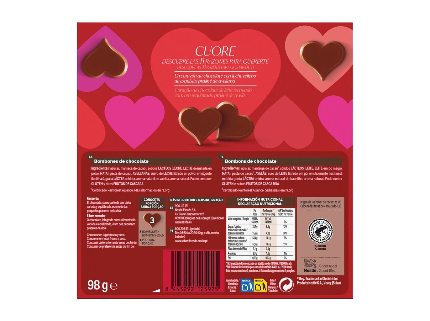 BOMBONS CAJA ROJA COM CORA&Ccedil;&Otilde;ES 98G image number 1
