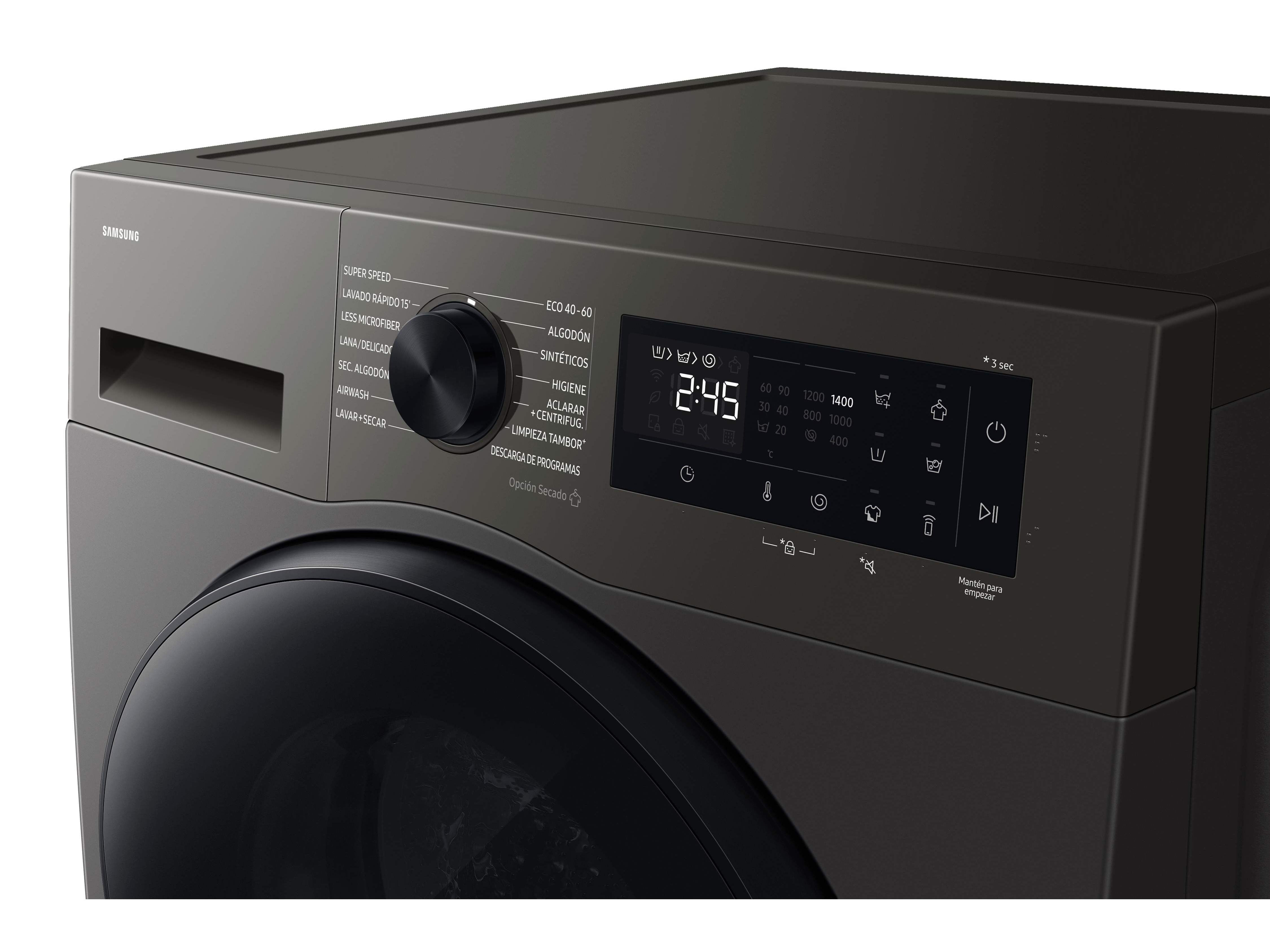 MAQUINA DE LAVAR E SECAR ROUPA SAMSUNG WD90HG5U34BXEP LOOK INOX D LAVA 9KG E SECA 6KG 1400RPM image number 3