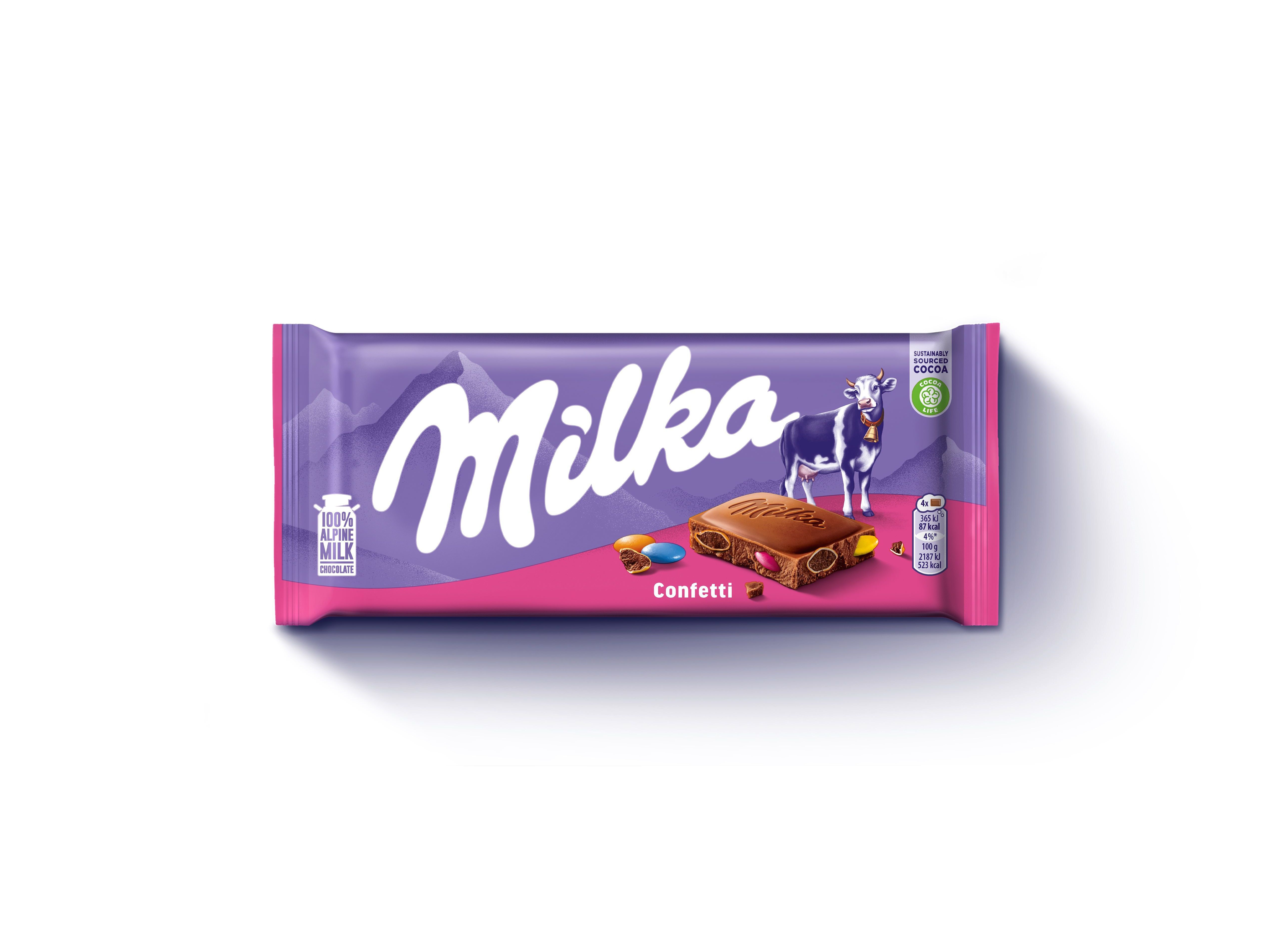 TABLETE CHOCOLATE MILKA CONFETTI 90G image number 1