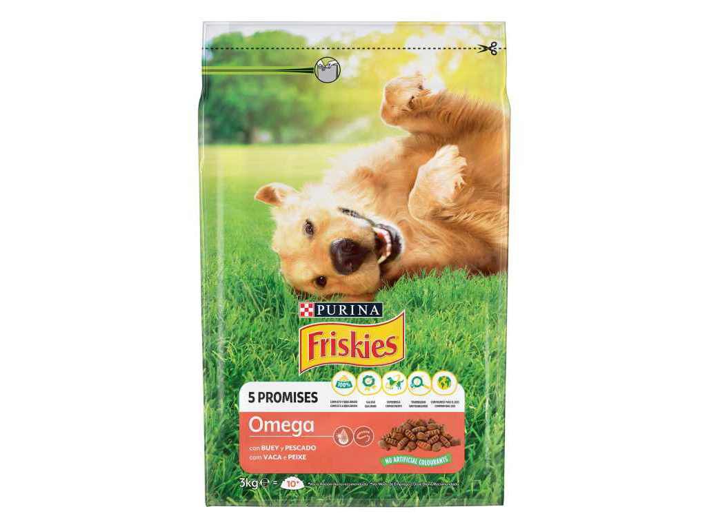 RA&Ccedil;&Atilde;O PARA C&Atilde;O FRISKIES OMEGA COM VACA E PEIXE 3KG image number 0