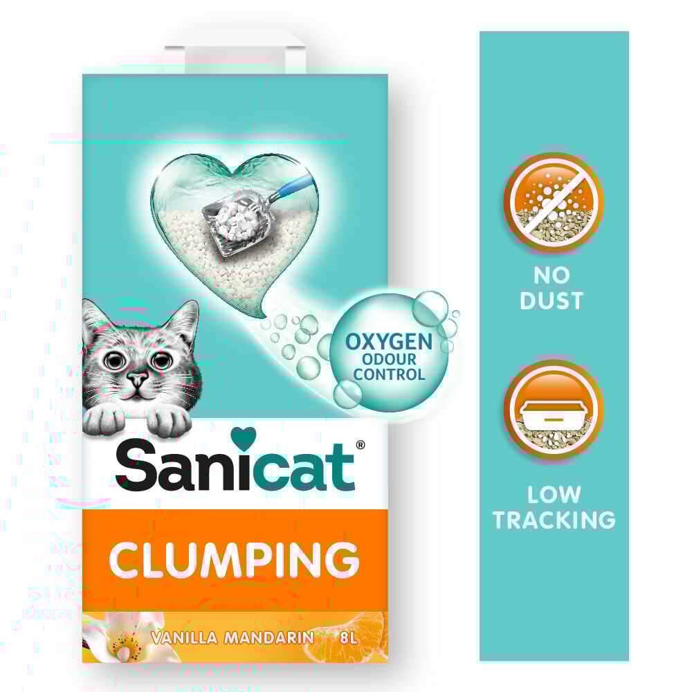 AREIA AGLOMERANTE PARA GATOS SANICAT BAUNILHA 8L image number 1