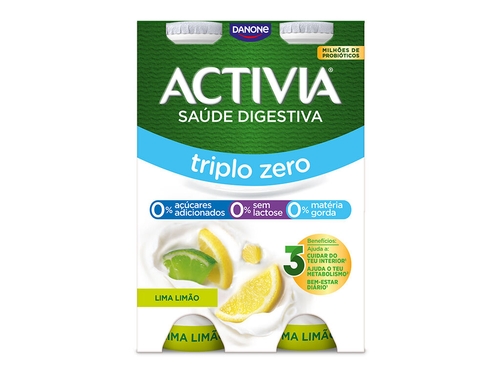 BIFIDUS DANONE ACTIVIA L&Iacute;QUIDO LIMA E LIM&Atilde;O 0% 4X155G image number 0