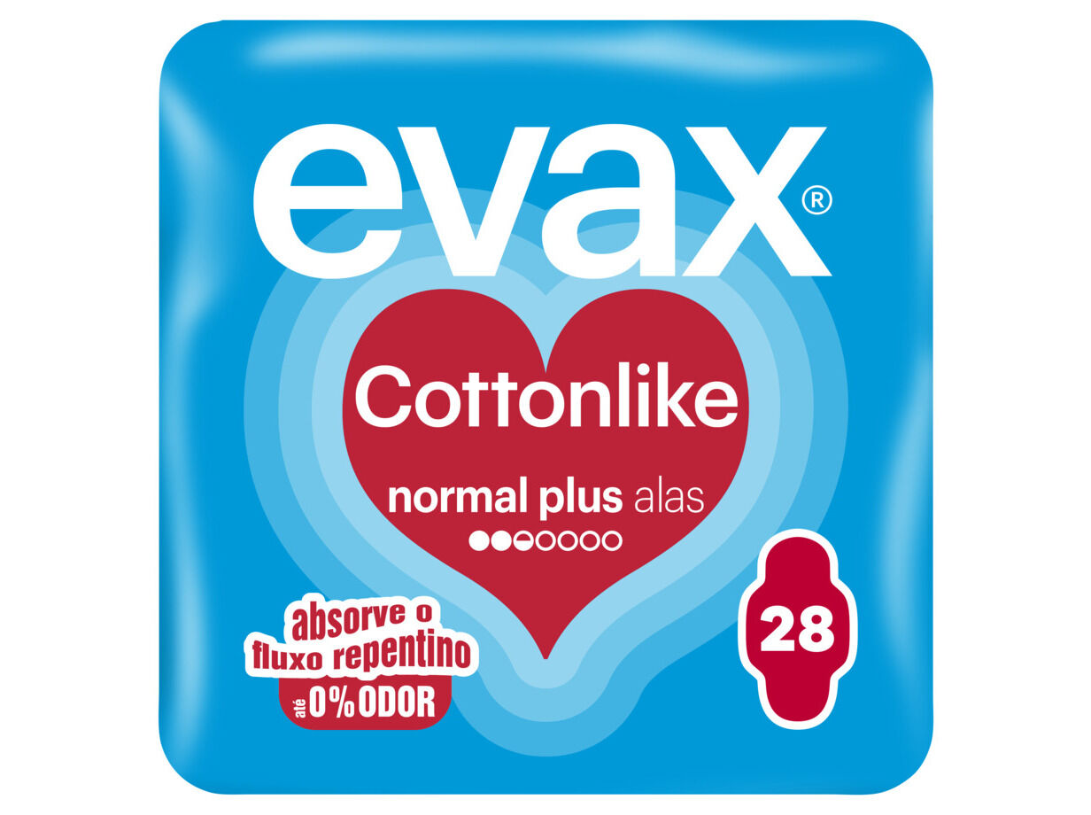 PENSOS HIGI&Eacute;NICOS COTTONLIKE NORMAL PLUS COM ABAS EVAX 28 UN image number 0