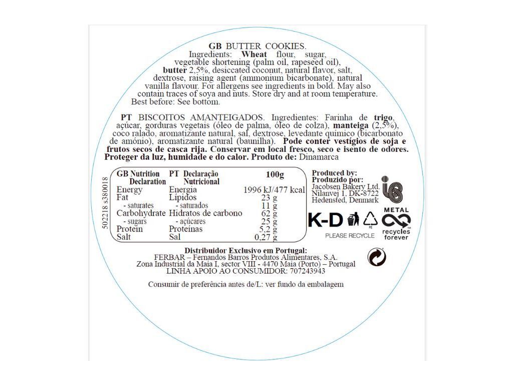 BUTTER COOKIES JACOBSENS REINDEER LT 400G image number 1