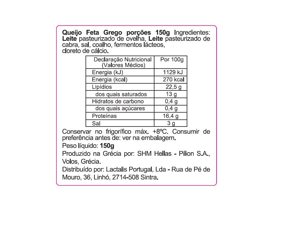QUEIJO FETA DOP PRESIDENT 150G image number 1