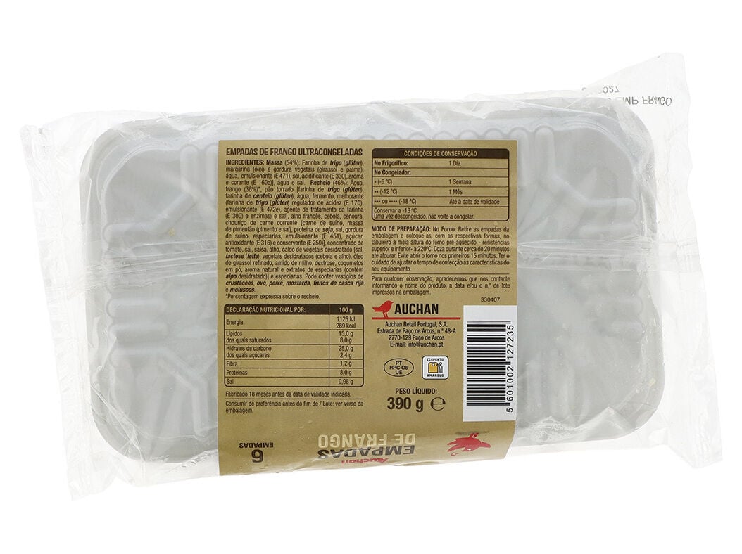 EMPADAS AUCHAN DE FRANGO 6UN 390G image number 1