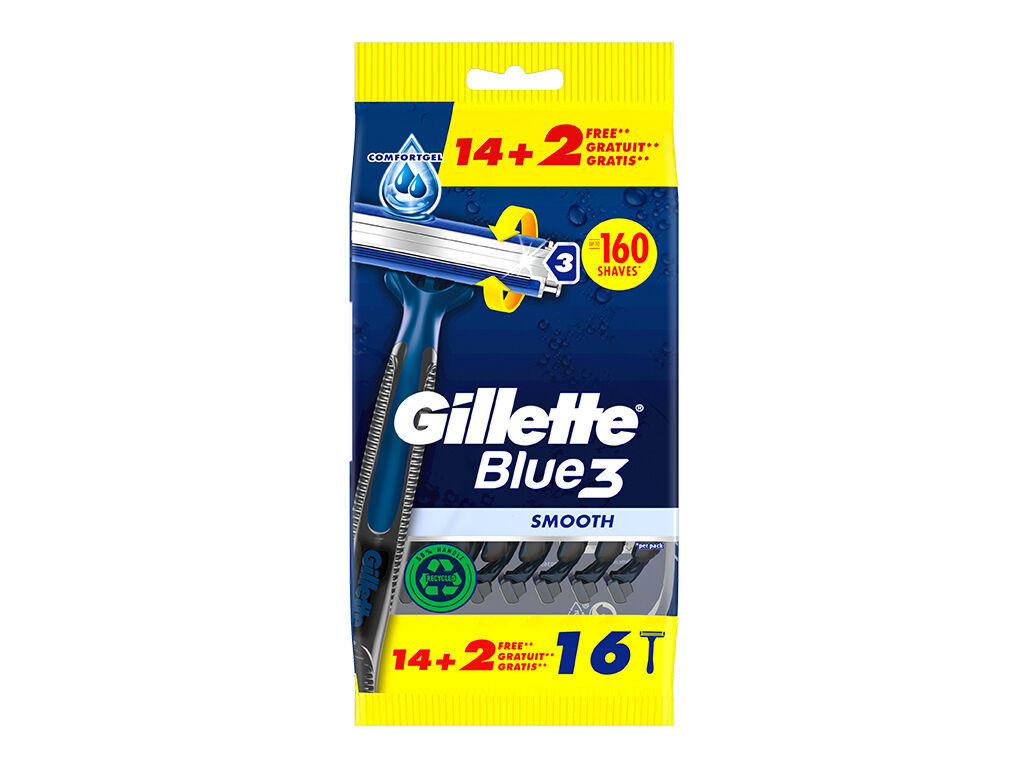 M&Aacute;QUINA DE BARBEAR DESCART&Aacute;VEL BLUE3 SMOOTH GILLETTE 16 UN
