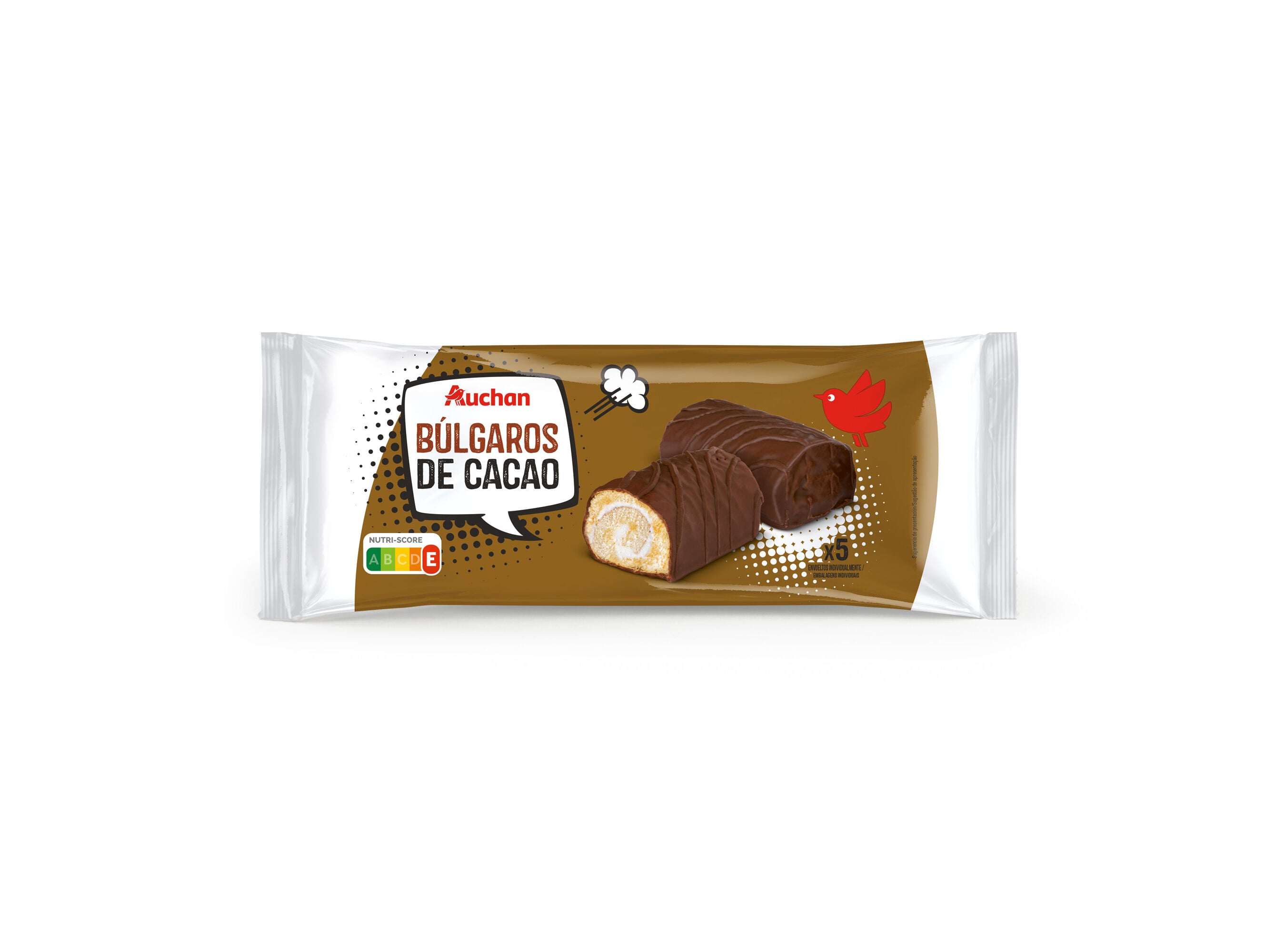 MINI TORTAS B&Uacute;LGAROS AUCHAN COM CACAU 5 UN 175G (5X35G) image number 0