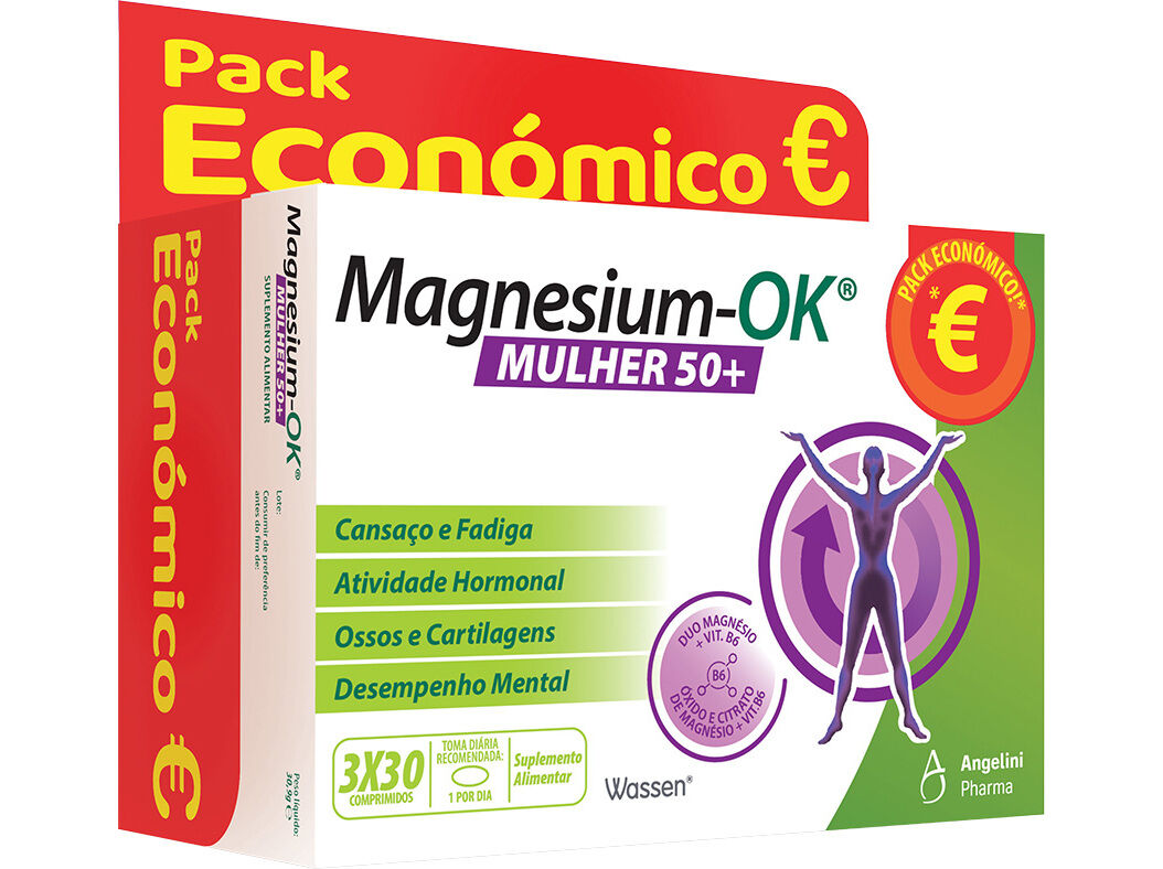 SUPLEMENTO MAGNESIUM OK MULHER 50+ 90CP