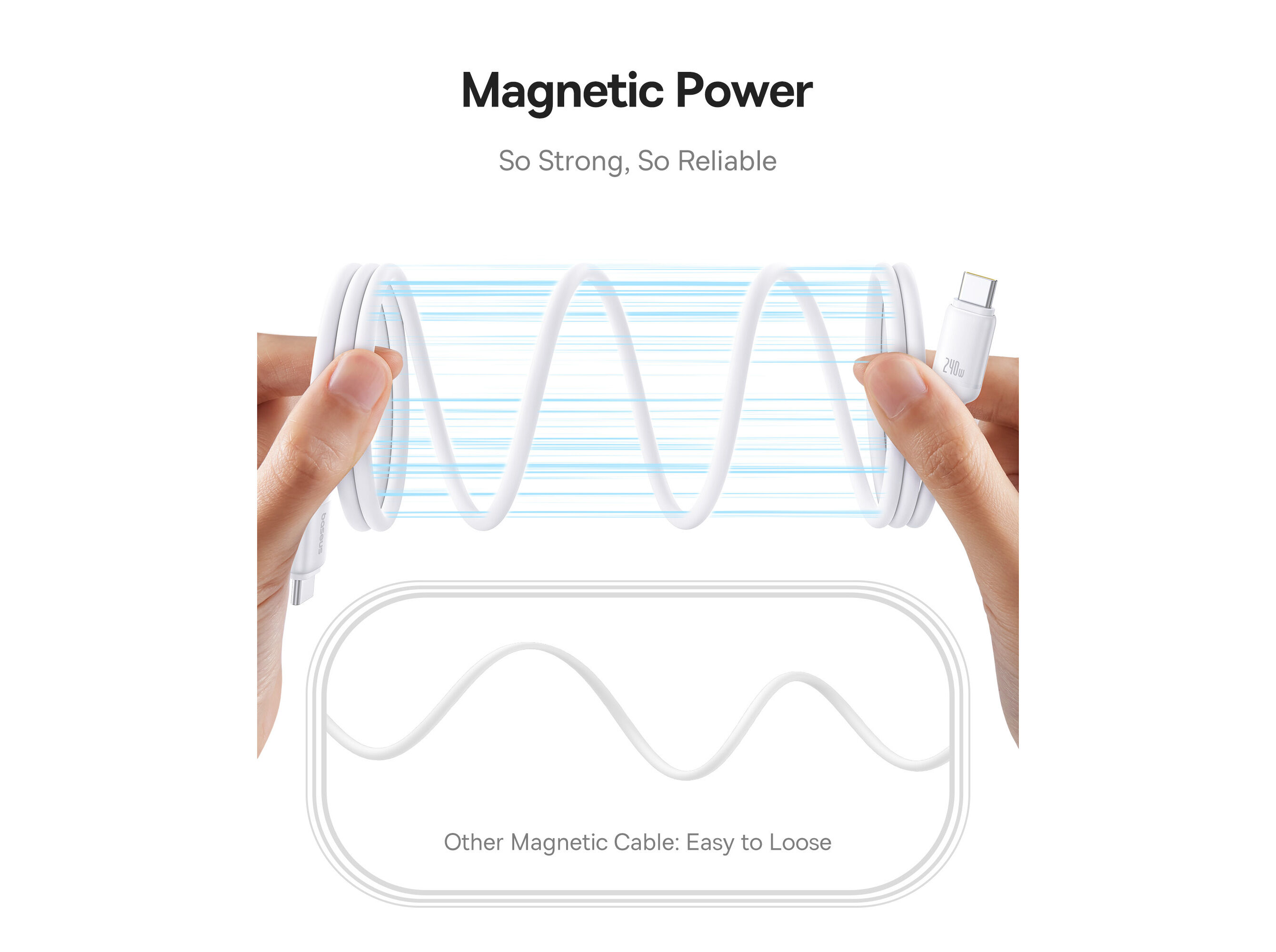 CABO MAGNETICO BASEUS MOON WHITE PICOGO USB-C/USB-C image number 3