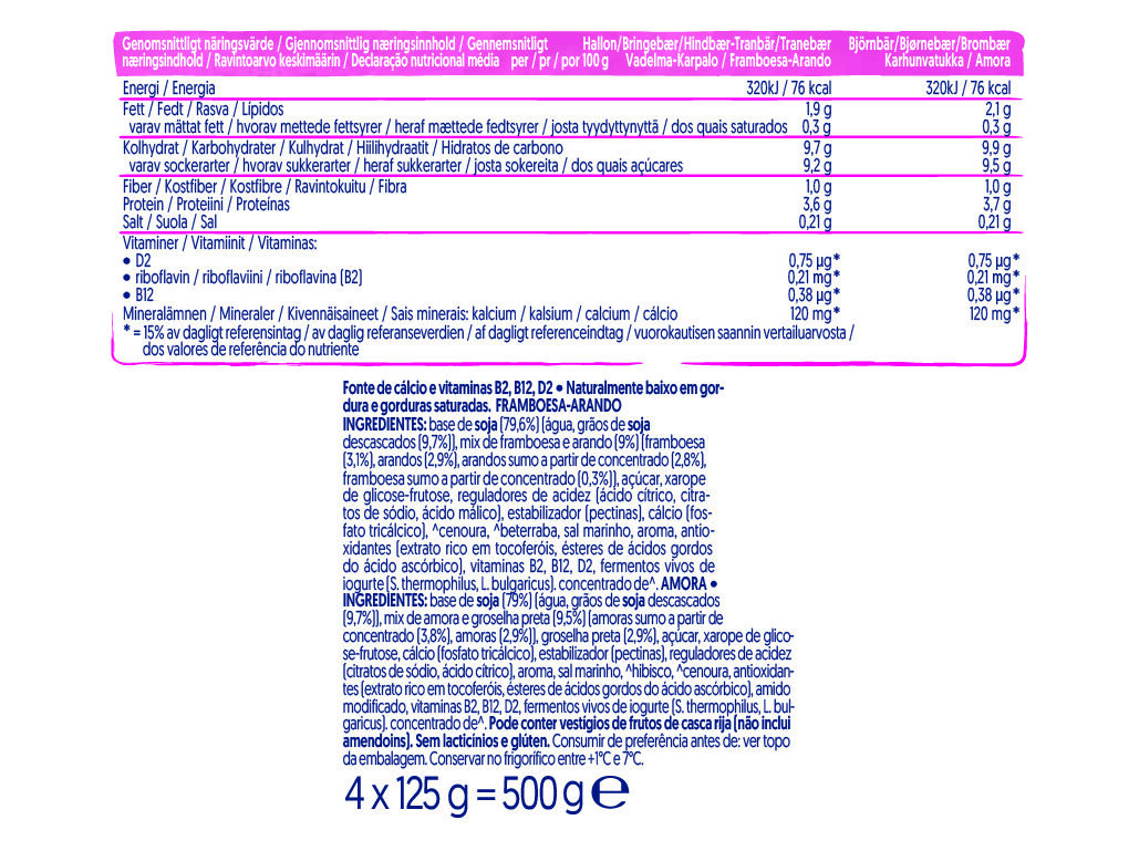 YOFU ALPRO SOJA FRAMBOESA E AMORA 4X125G image number 1