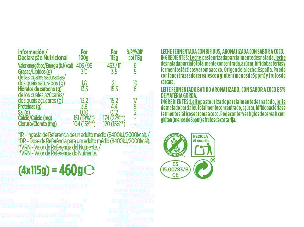 IOGURTE ACTIVIA BIFIDUS CREMOSO COCO 4X115G image number 1