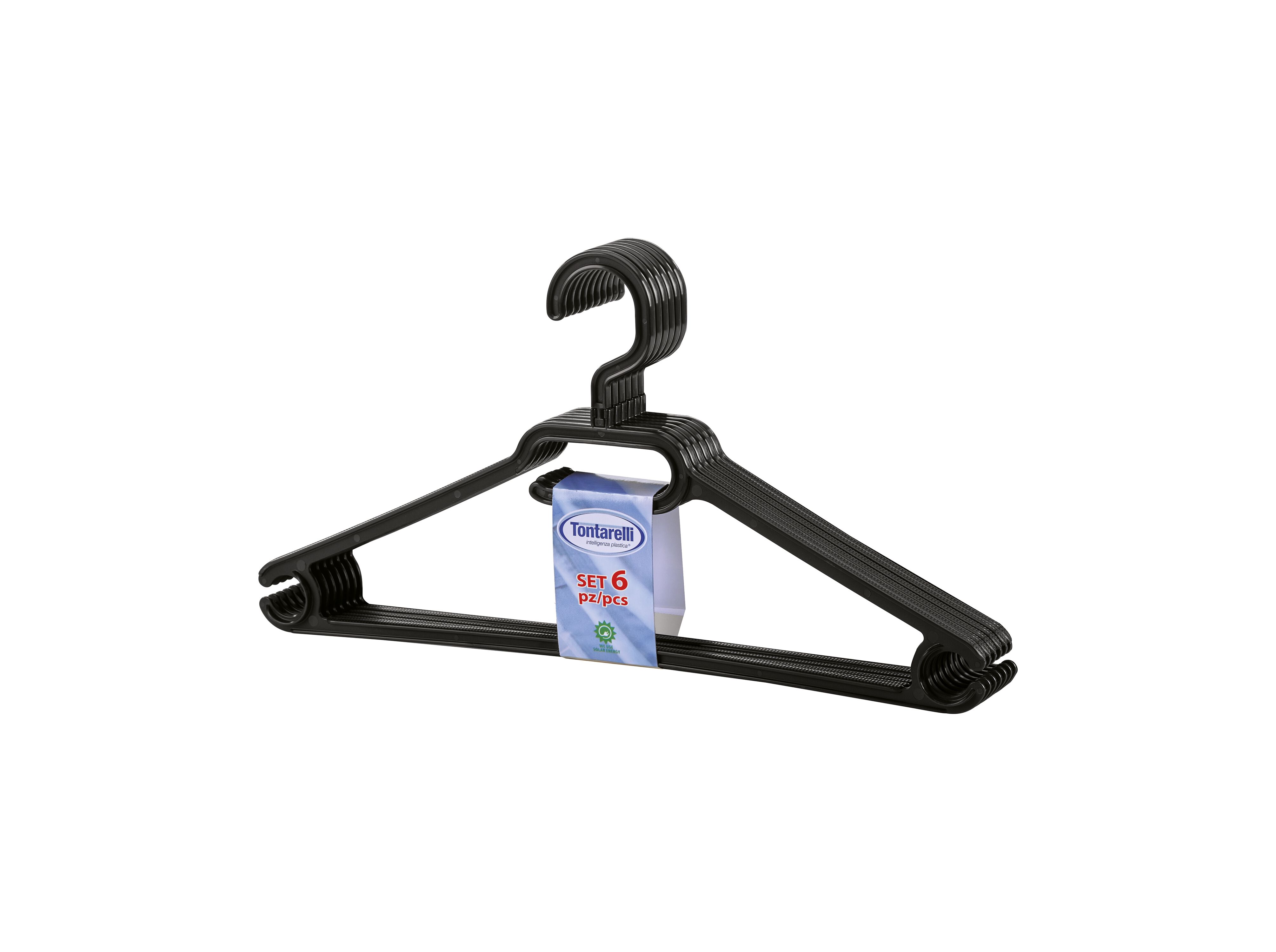 CONJUNTO DE 6 CABIDES AUCHAN ESSENCIAL PL&Aacute;STICO PRETO