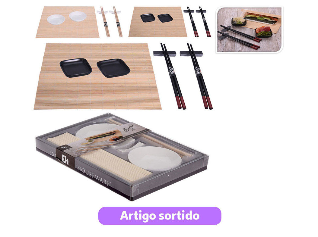 CONJUNTO SERVIR SUSHI 7 PE&Ccedil;AS CORES SORTIDAS
