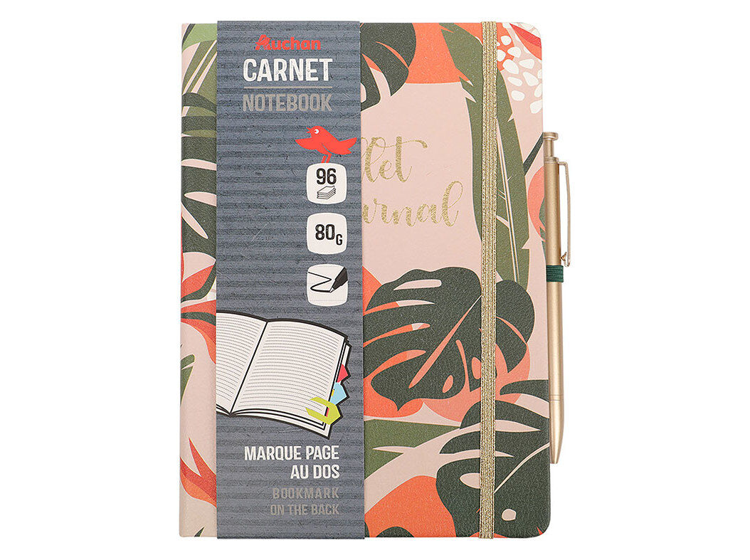 CADERNO A5 AUCHAN COM EL&Aacute;STICO E CANETA image number 0