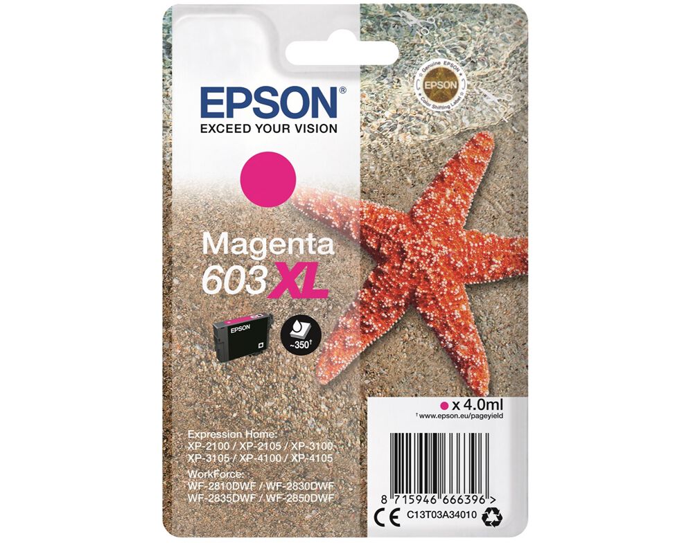 TINTEIRO ORIGINAL EPSON MAGENTA 603XL EPSC13T03A34020 image number 0