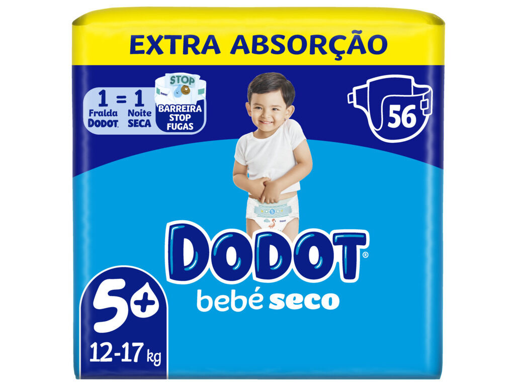 FRALDAS DODOT BEB&Eacute;-SECO EXTRA T5+ 12-17KG 56 UN image number 0