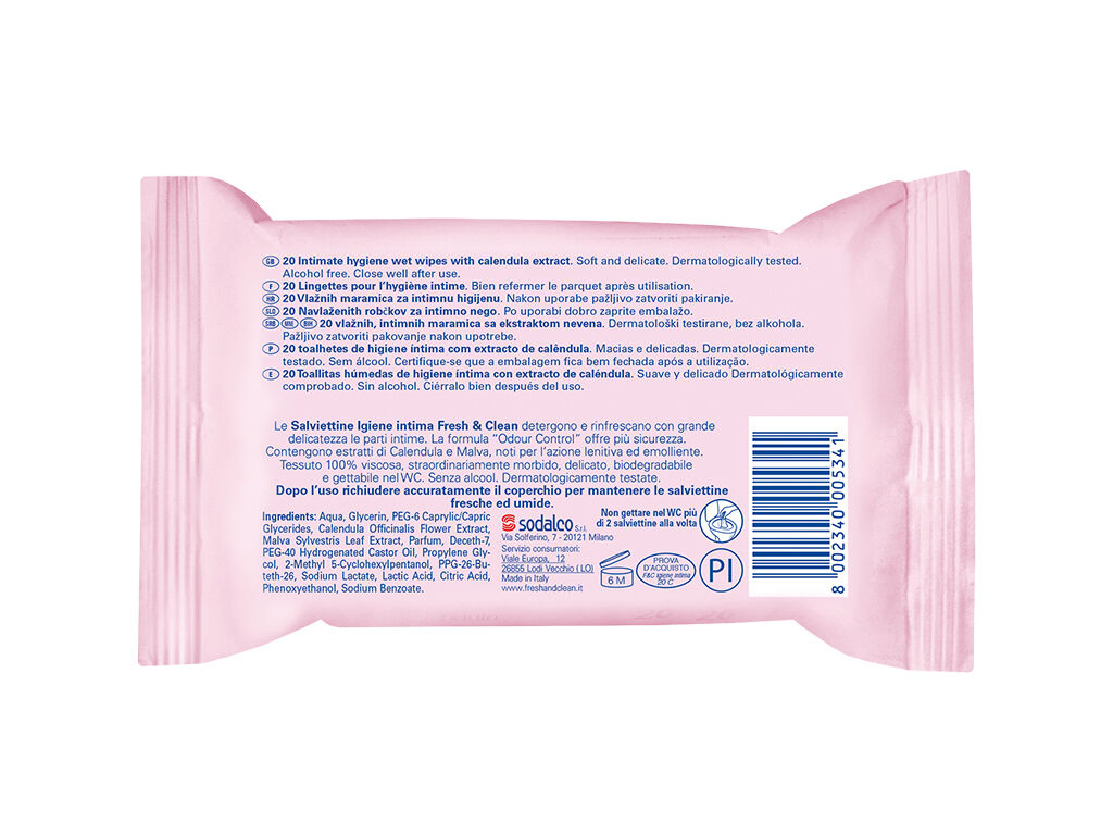 TOALHITAS &Iacute;NTIMAS EXTRA DELICADO FLOR DE CAL&Ecirc;NDULA E MALVA FRESH & CLEAN 20 UN image number 1