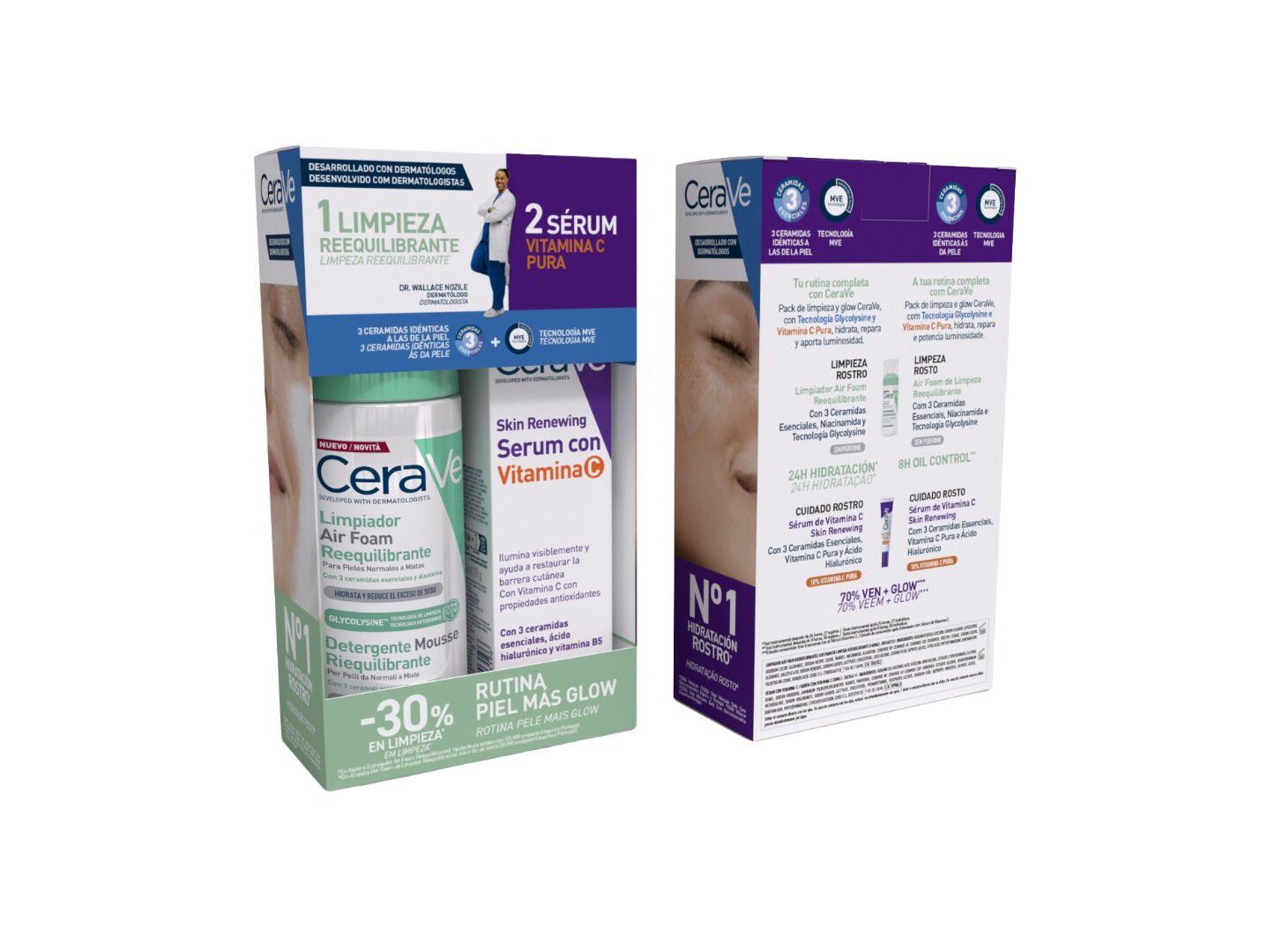 PACK ROTINA CERAVE GLOW AIR FOAM + VIT C 148+30ML image number 0