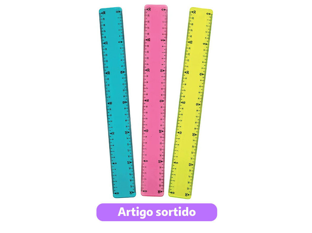 R&Eacute;GUA FLEX&Iacute;VEL AUCHAN 30CM CORES SORTIDAS