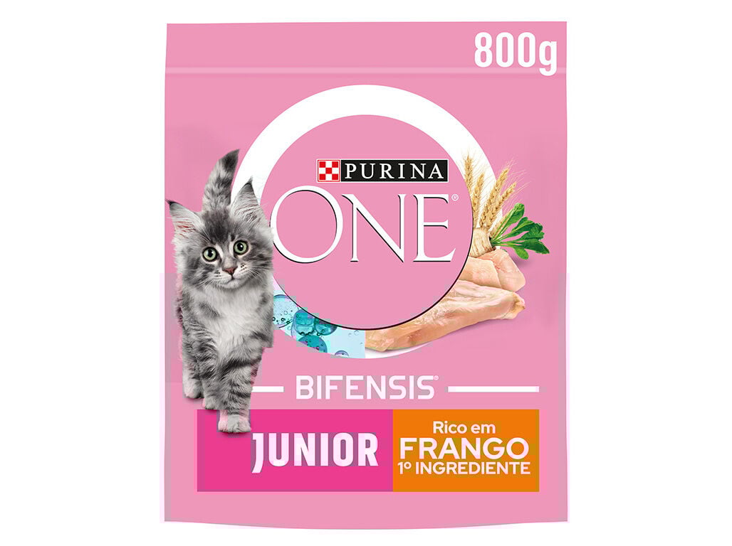 RA&Ccedil;&Atilde;O PARA GATO PURINA ONE J&Uacute;NIOR COM FRANGO E ARROZ 800G image number 0