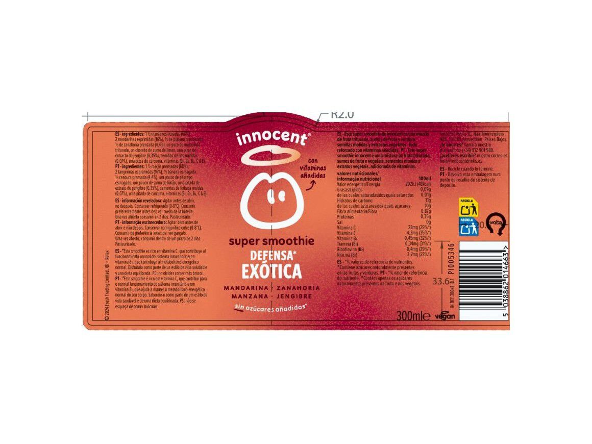 SUPER SMOOTHIE INNOCENT DEFESA EX&Oacute;TICA 300ML (SDR) image number 1