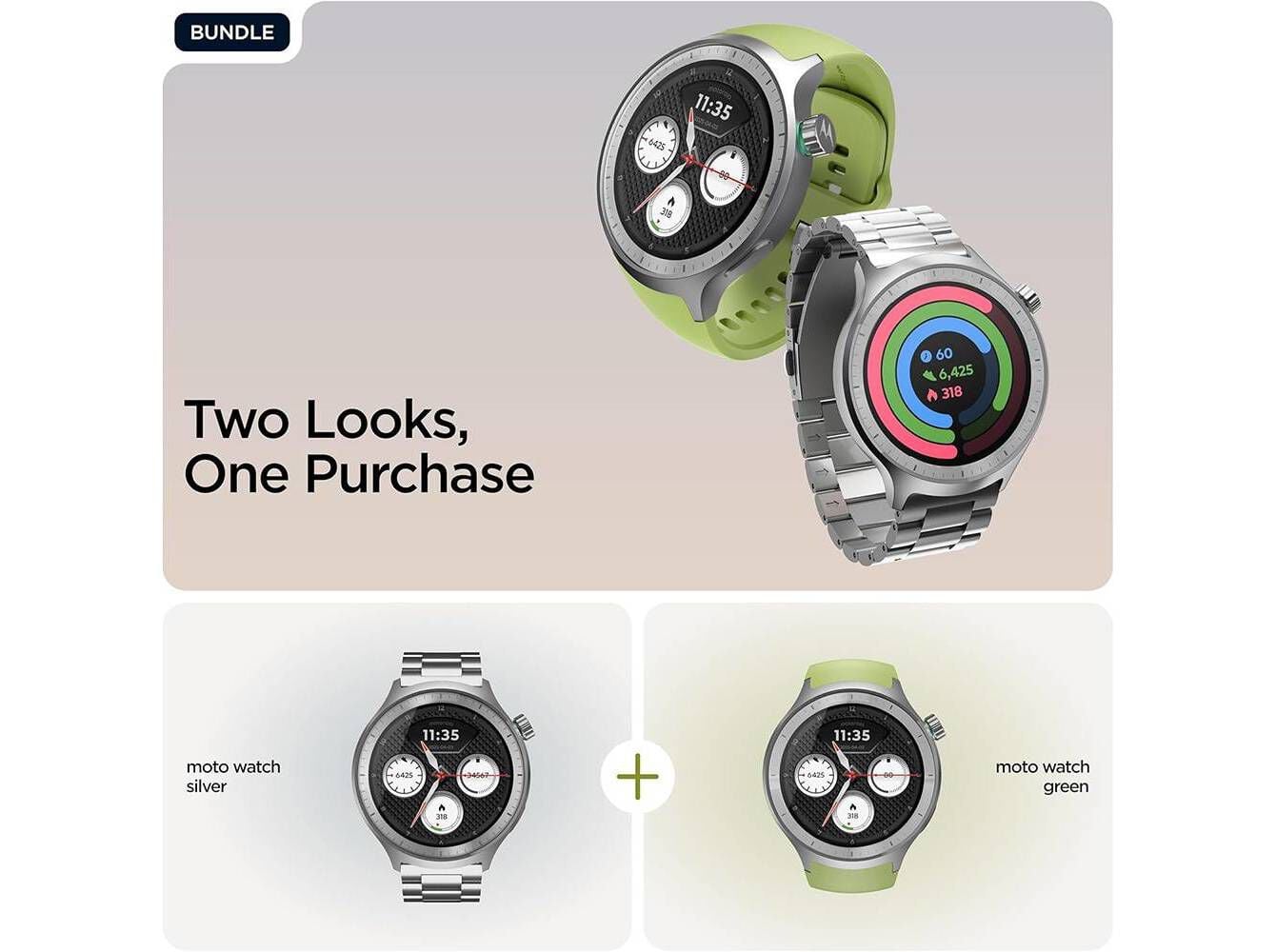 SMARTWATCH MOTOROLA MOTO WATCH MATTE SILVER + HERBAL GARDEN BAND image number 7