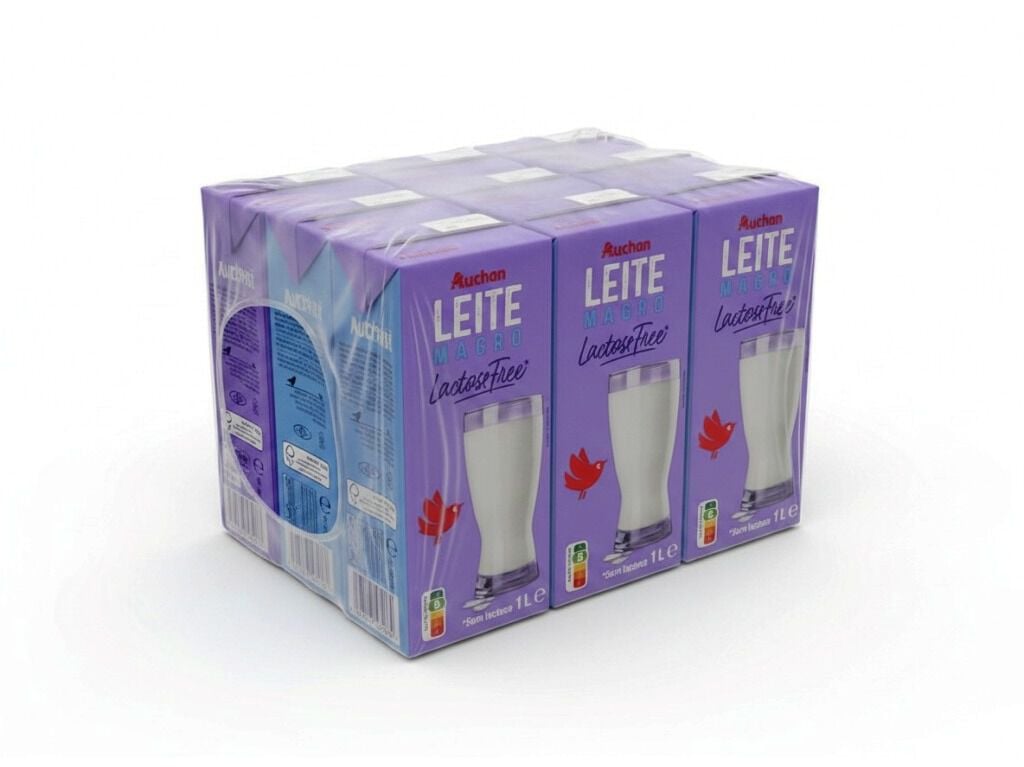 LEITE AUCHAN UHT MAGRO SEM LACTOSE 6X1L