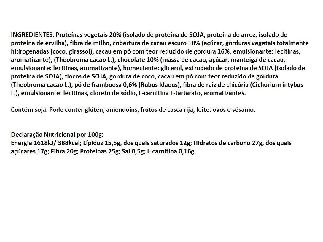 BARRA VEGAN C/L-CARNITINA QNT BROWNIE FRAMBOESA 40G image number 1