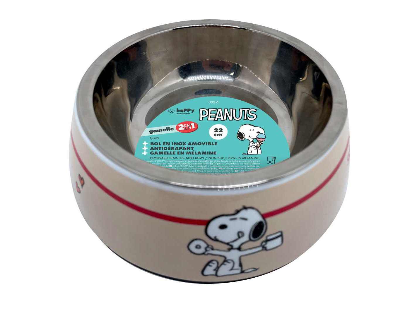COMEDOURO PARA C&Atilde;O SNOOPY INOX 22CM image number 1