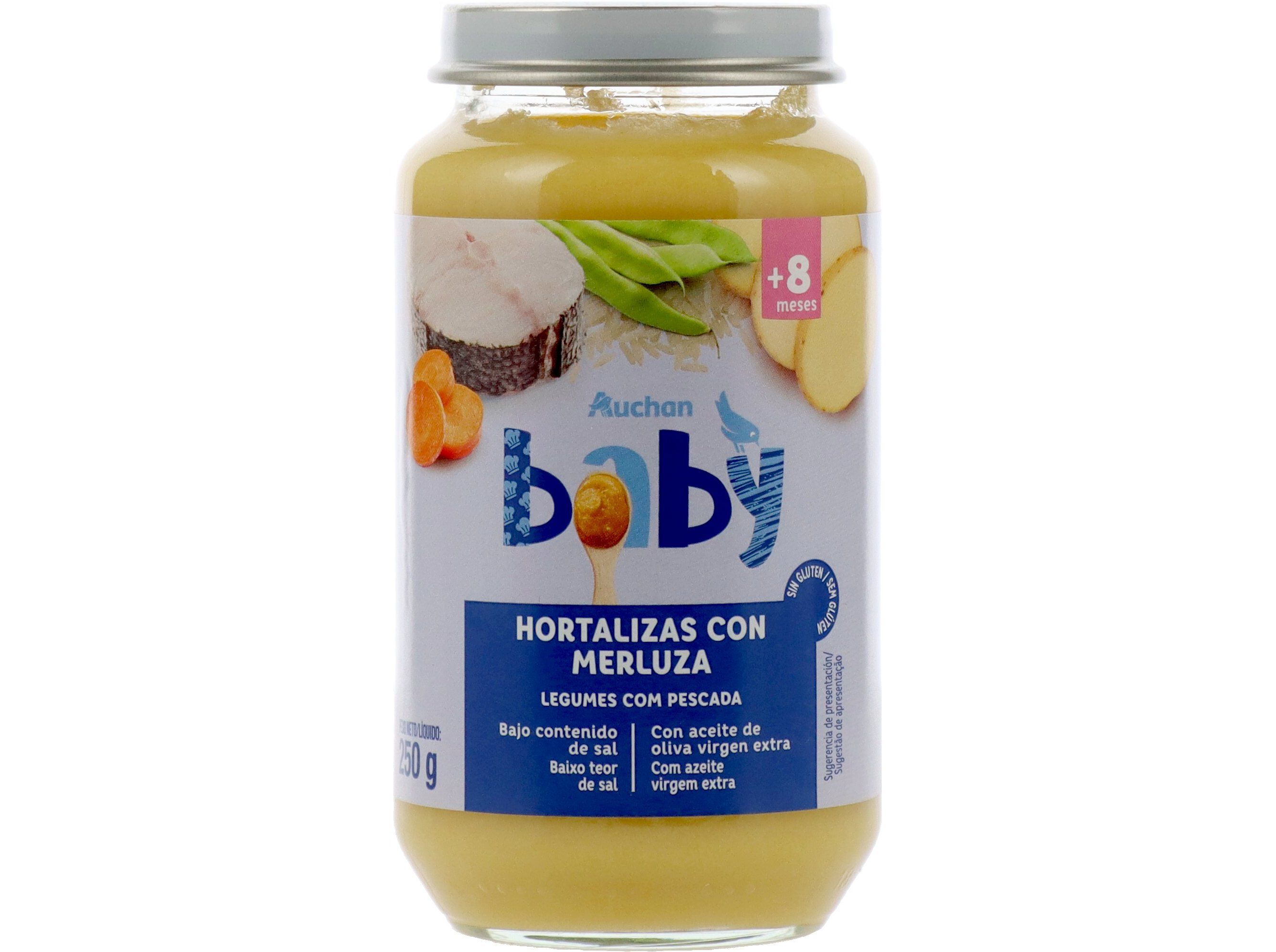 REFEI&Ccedil;&Atilde;O AUCHAN BABY LEGUMES COM PESCADA SEM GLUT&Eacute;N 250G image number 0