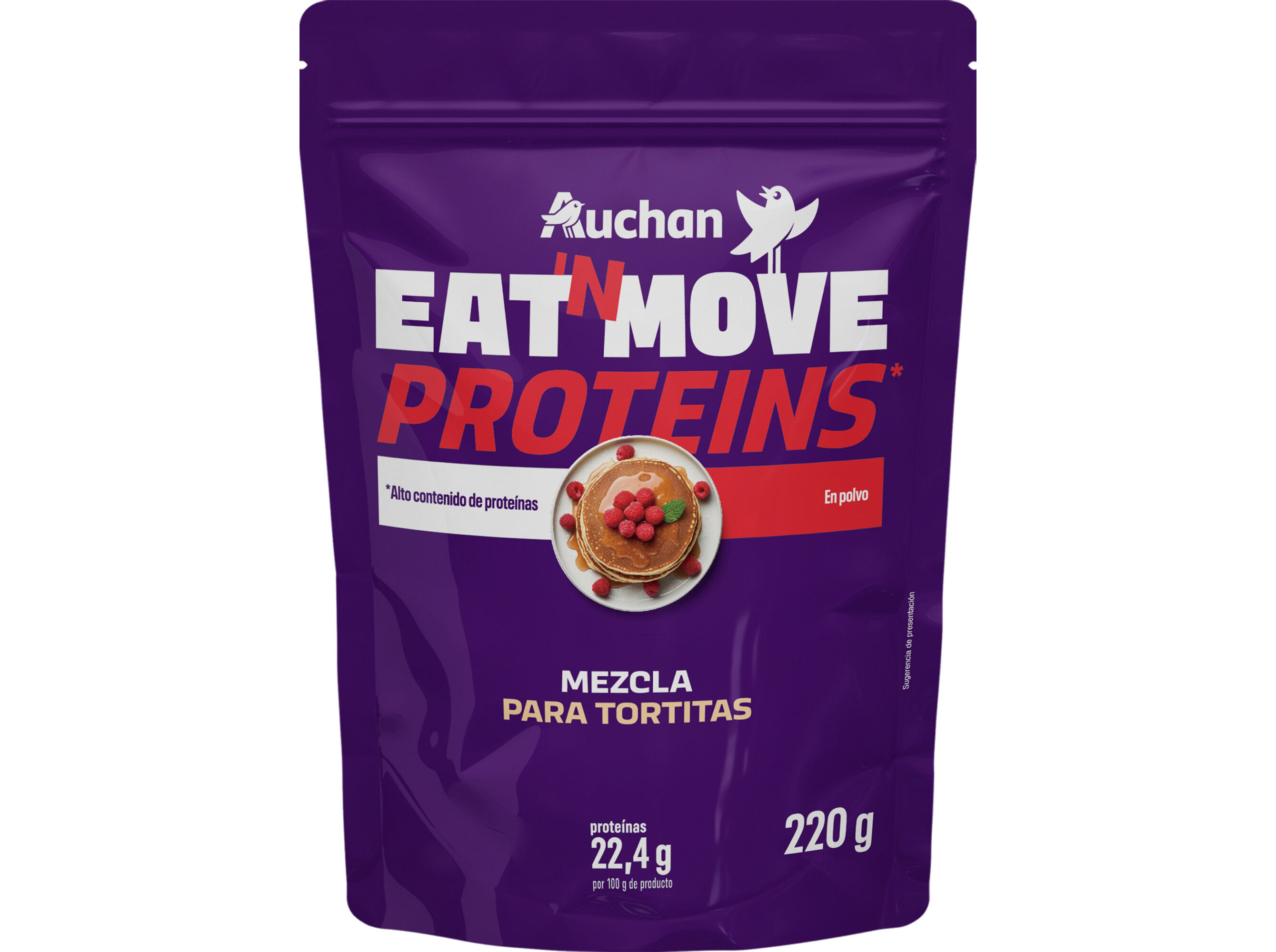 PREPARADO PARA PANQUECA AUCHAN EAT'N MOVE PROTEINS EM P&Oacute; 220G image number 0