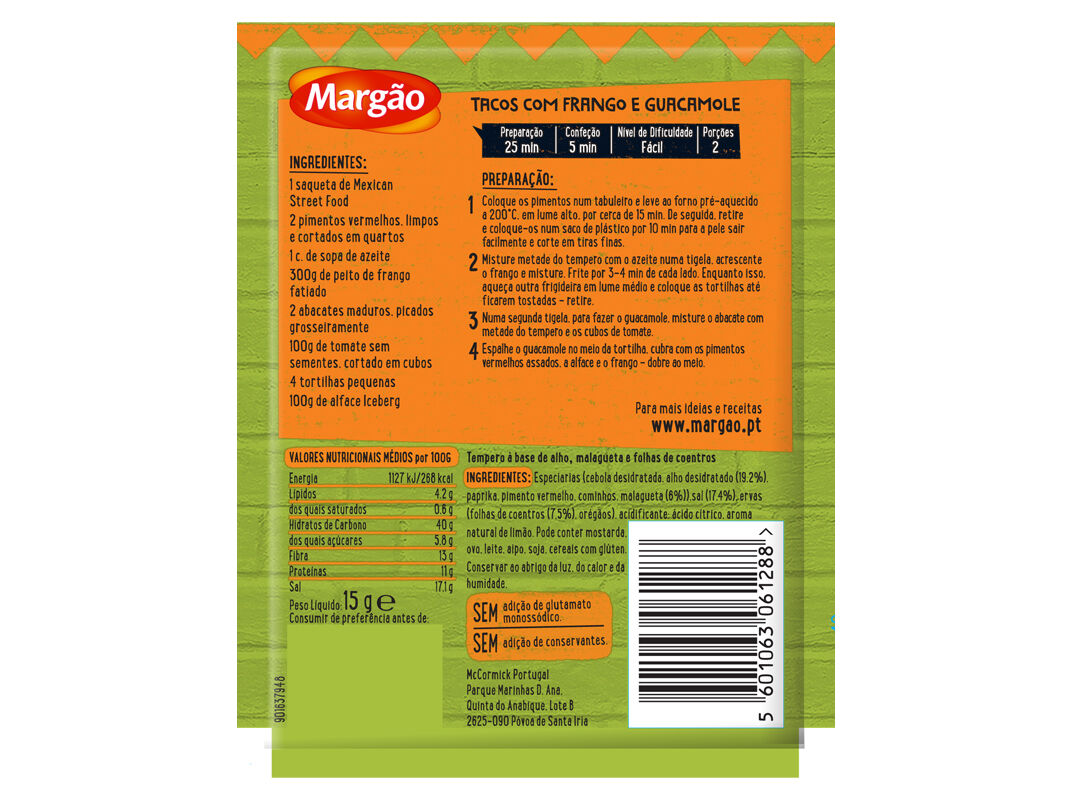 TEMPERO MARG&Atilde;O MEXICAN STREET FOOD SAQUETA 15G image number 1