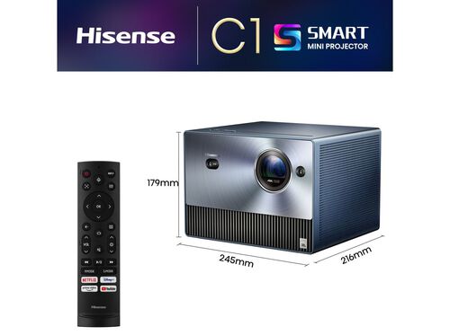 PROJETOR LASER HISENSE C1 (SMART TV 4K-UHD ATÉ 300'' 762CM - 1600 LÚMENS HDR10+)