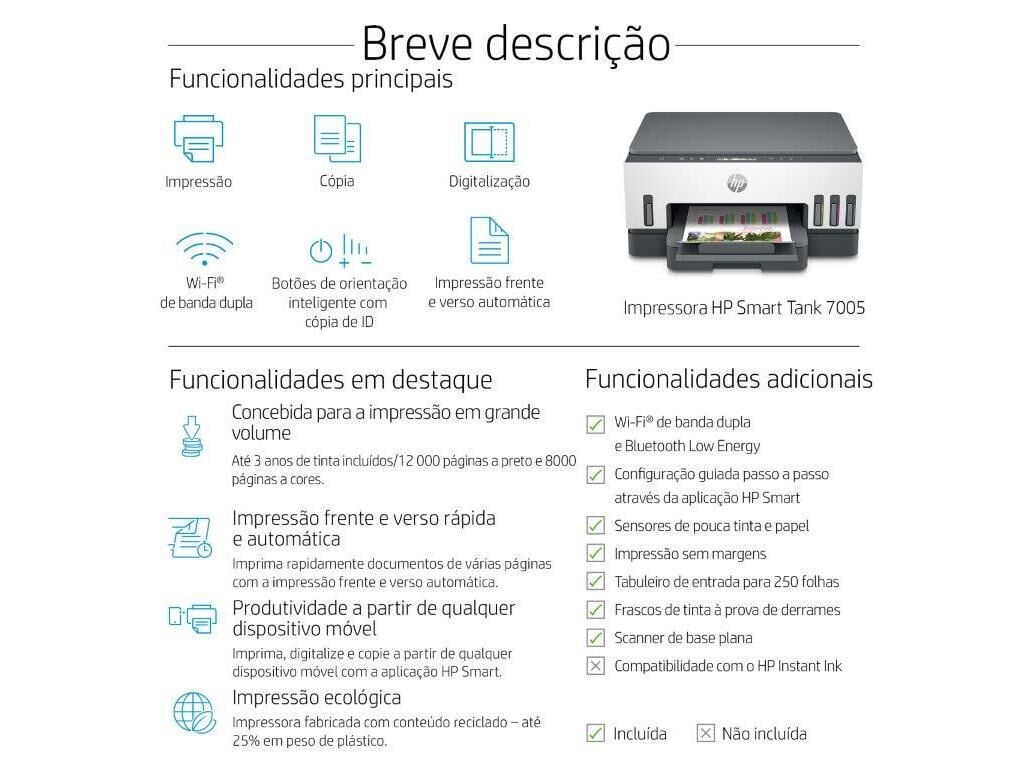 IMPRESSORA HP SMART TANK 7005 MULTIFUN&Ccedil;&Otilde;ES image number 5