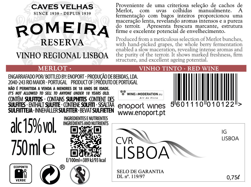 VINHO TINTO ROMEIRA LISBOA MERLOT 0.75L image number 2