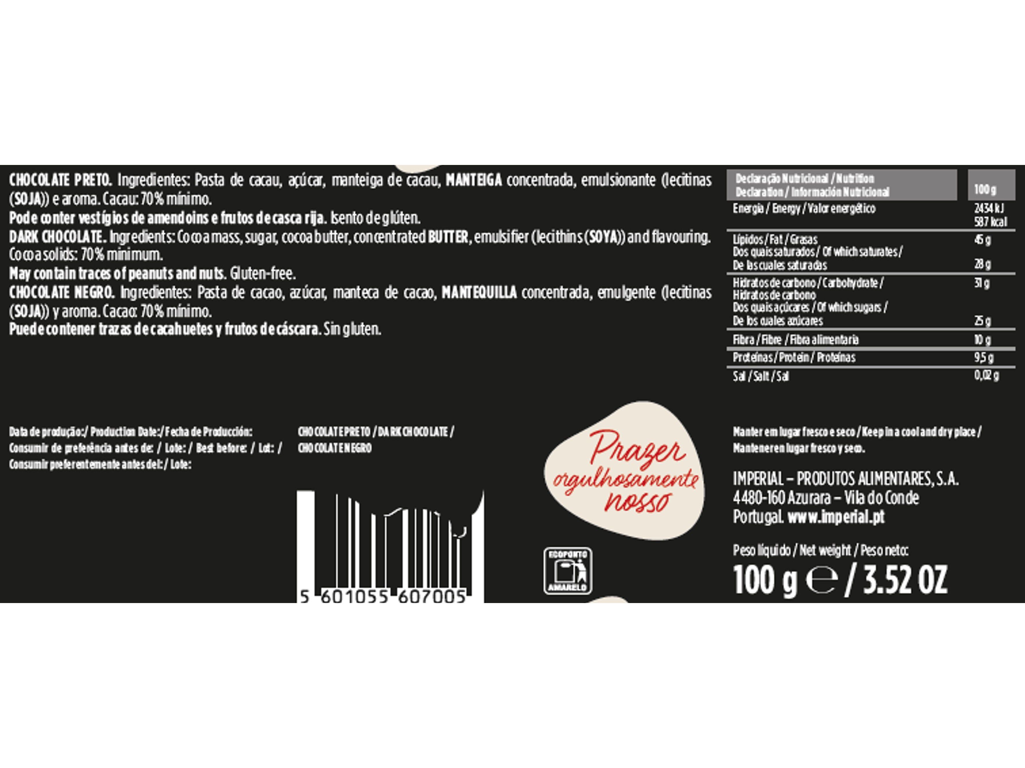 TABLETE REGINA CHOCOLATE 70% CACAU 100G image number 1