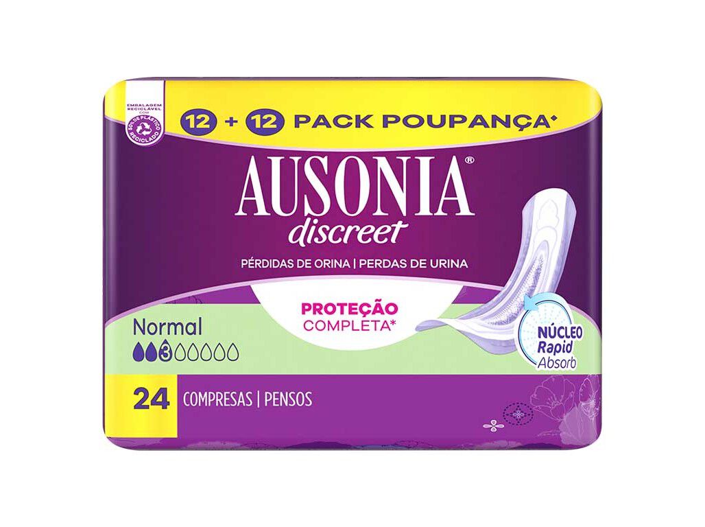 PENSOS INCONTIN&Ecirc;NCIA NORMAL AUSONIA DISCREET 24 UN image number 1