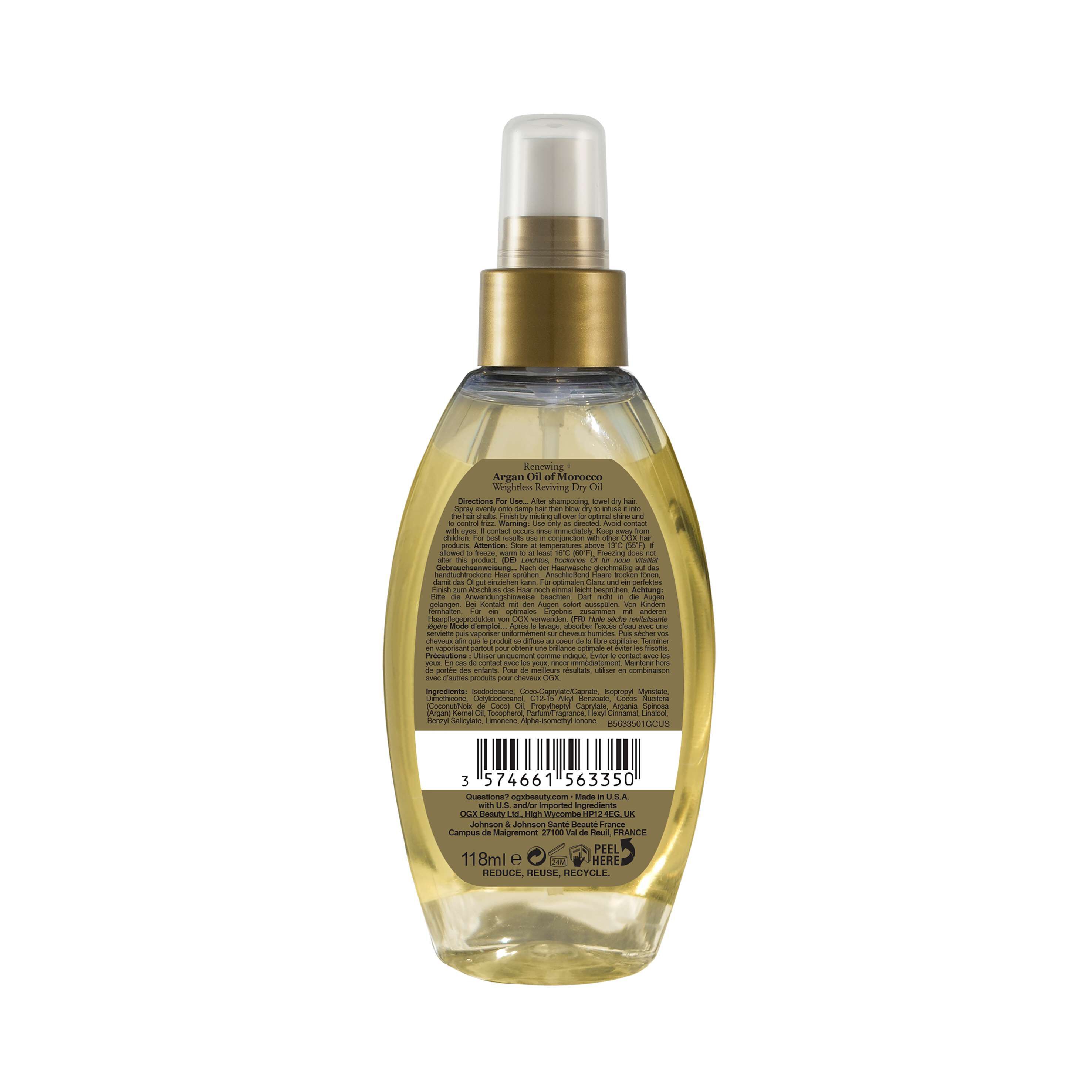 &Oacute;LEO OGX ARG&Atilde;O MARROCOS SEM SULFATOS 118ML image number 1